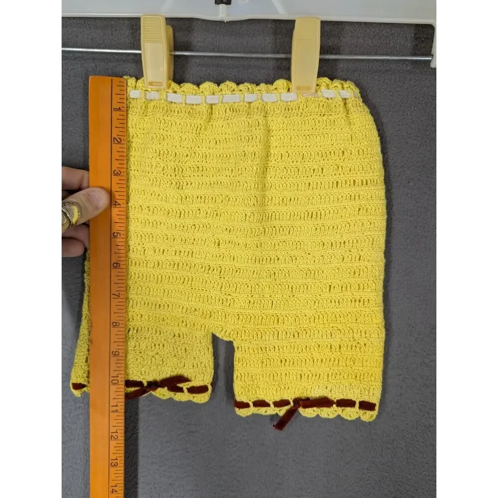 VTG Crochet Dress Pants With Snap In Liner 1-2 Year Old Yellow Red